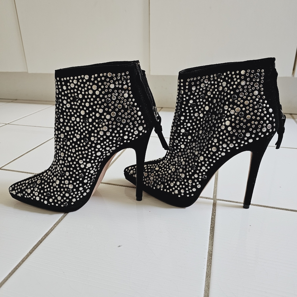 Jean-Michel Cazabat Ankle Boots Black Studded, Crystal Accent EU 37 Tag On